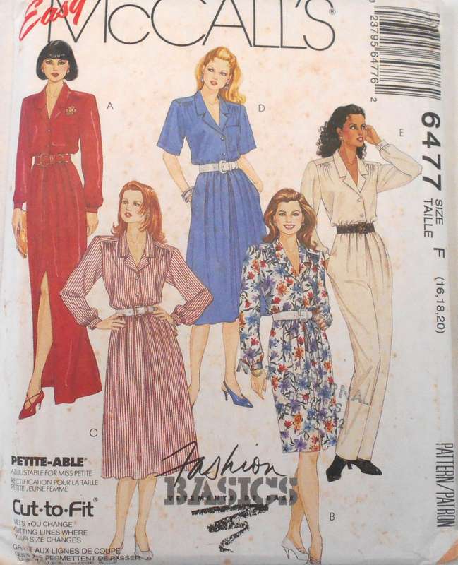 McCALLS 6477 DRESS & JUMPSUIT SIZE 16-18-20 COMPLETE-UNCUT-F/FOLDED