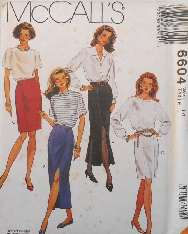 McCALLS 6604 GORED SKIRT IN 2 LENGTHS SIZE 14 COMPLETE-UNCUT -F/FOLDED