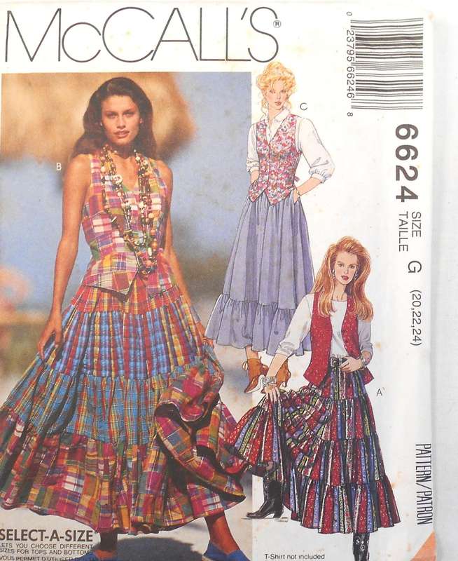 McCALLS 6624 LINED WAISTOAT & SKIRTS SIZE 20-22-24 COMPLETE-UNCUT -F/FOLDED