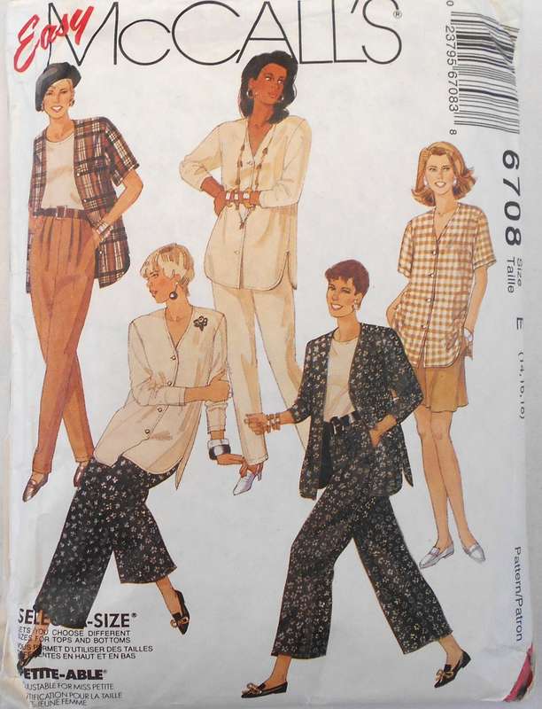 McCALLS 6708 CARDIGAN-TOP-PANTS CULOTTES-SHORTS SIZE  14-16-18 COMPLETE-CUT TO 18