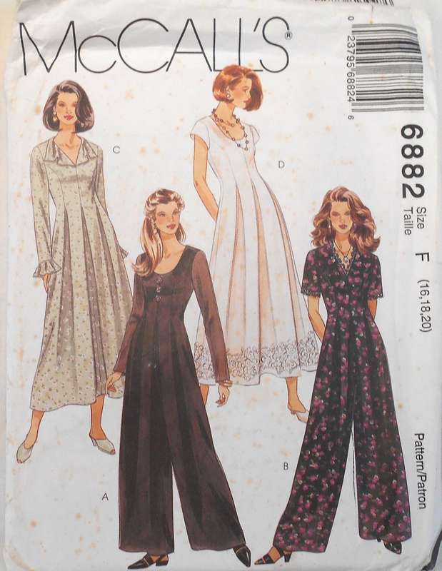 McCALLS 6882 JUMPSUIT & DRESS SIZE 16-18-20 COMPLETE-UNCUT-F/FOLDED