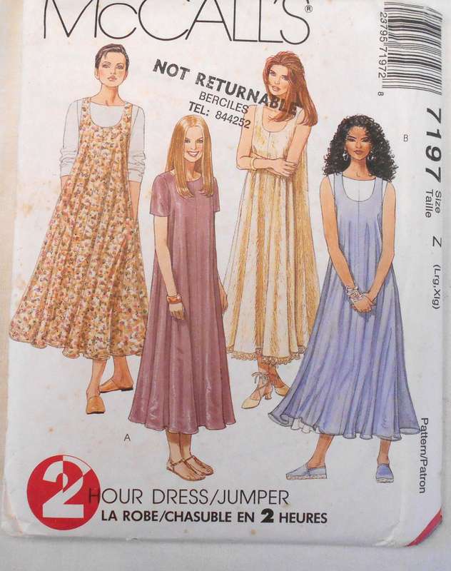 McCALLS 7197 DRESS OR PINAFORE SIZE L-XL (16-22) COMPLETE-UNCUT-F/FOLDED