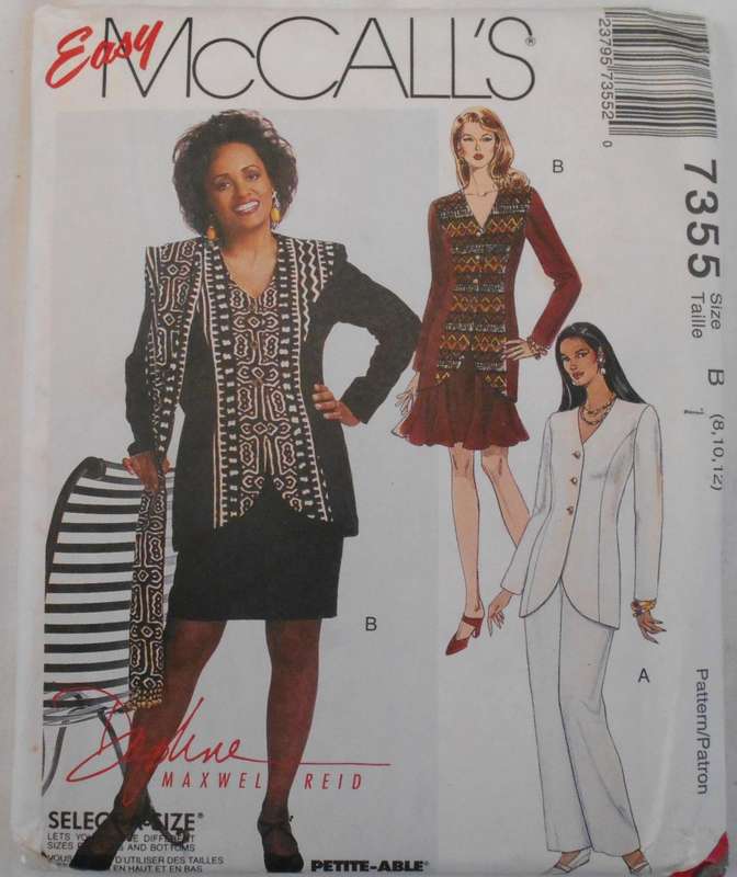 McCALLS 7355 LINED OR UNLINED JACKET-SKIRTS-PANT-SCARF SIZE 8-10-12 COMPLETE-UNCUT-F/FOLDED