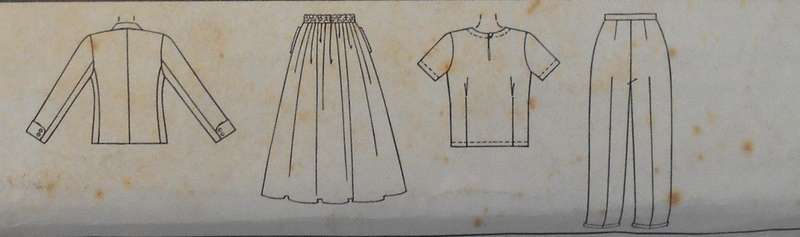 McCALLS 7954 LINED JACKET-TOP-PANTS-PULL ON SKIRT SIZE 12 COMPLETE-UNCUT -F/FOLDED