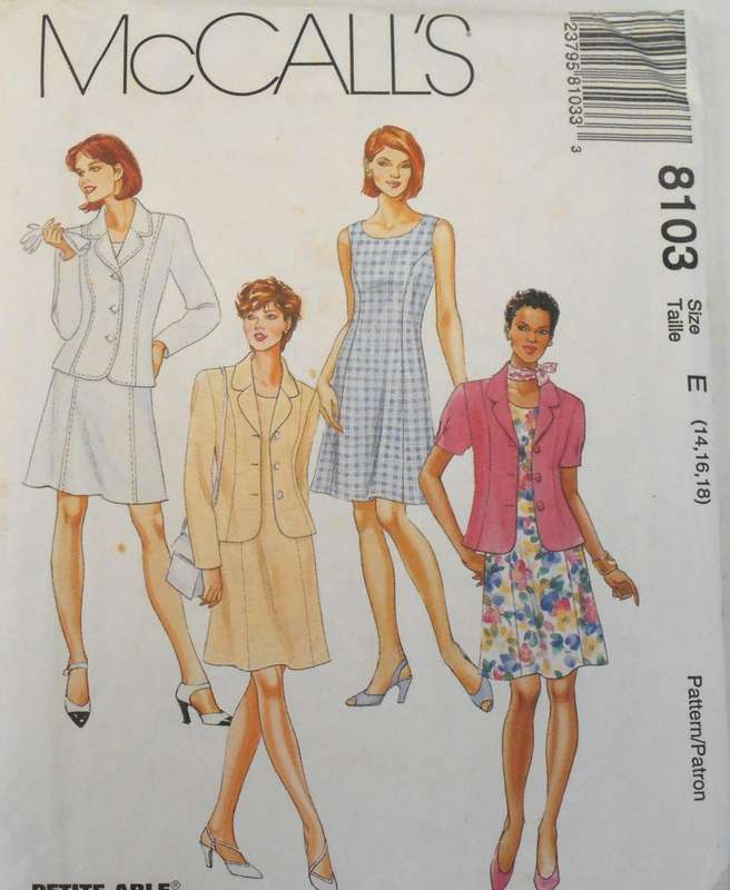 McCALLS 8103 DRESS & LINED JACKET SIZE 14-16-18 COMPLETE-UNCUT-F/FOLDED