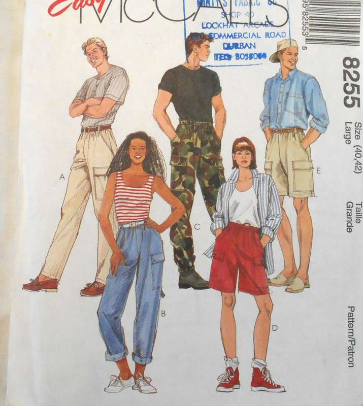 McCALLS 8255 UNISEX PULL ON PANTS & SHORTS SIZE LARGE 40-42 COMPLETE-CUT TO 40-42