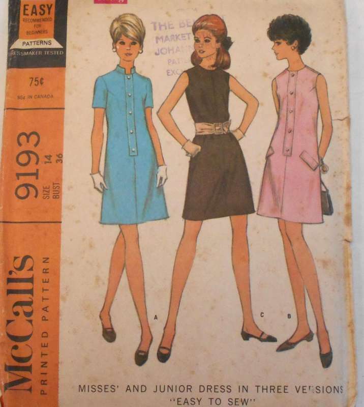 VINTAGE McCALLS 9193 DRESS IN 3 VERSIONS SIZE 14 BUST 36 COMPLETE