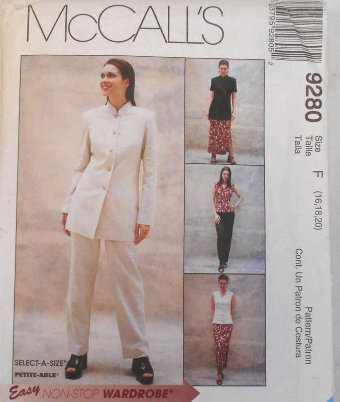 McCALLS 9280 UNLINED JACKET-TOP-PULL ON PANTS-SKIRT SIZE 16-18-20 COMPLETE-UNCUT-F/FOLDED