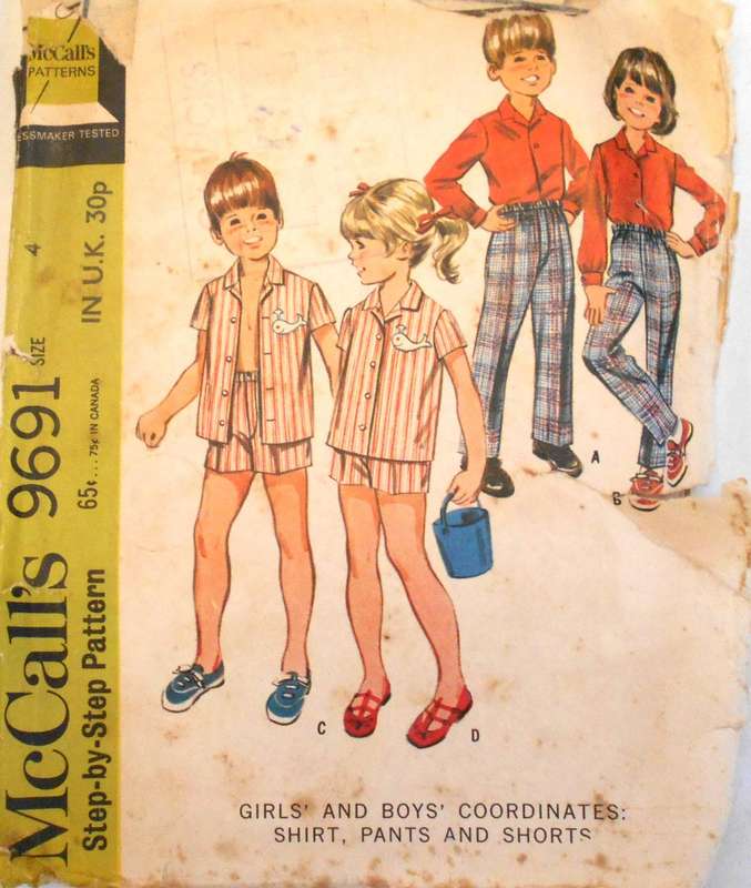 VINTAGE McCALLS 9691 KIDS SHIRT-PANTS-SHORTS SIZE 4 YEARS COMPLETE