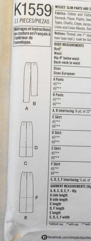 SIMPLICITY K1559 SLIM SKIRTS & PANTS SIZE 16-22 COMPLETE-UNCUT-F/FOLDED