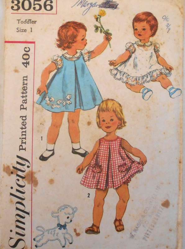 VINTAGE SIMPLICITY 3056 TODDLERS BLOUSE-DRESS-PINAFORE-PANTIES SIZE 1 YEAR COMPLETE-NO SEWING INSTRU