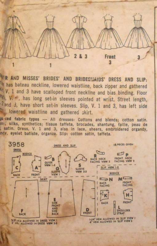 VINTAGE SIMPLICITY 3958 BRIDAL DRESS-BRIDEMAID DRESS & SLIP SIZE 16 BUST 36 SEE LISTING