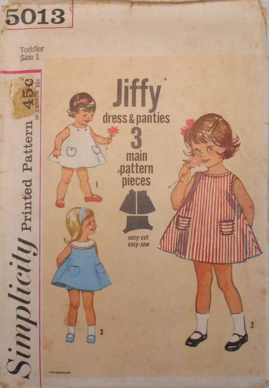 VINTAGE SIMPLICITY 5013 TODDLER DRESS & PANTIES SIZE 1 YEAR COMPLETE