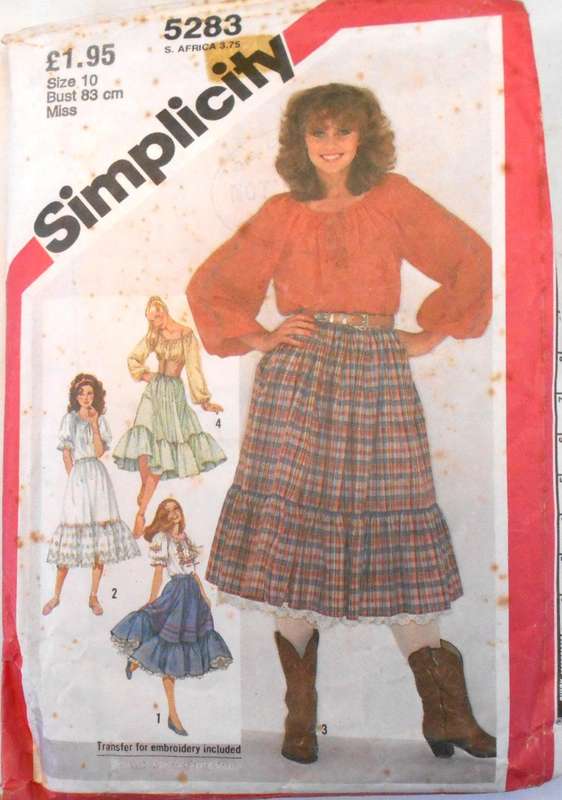 SIMPLICITY 5283 PULLOVER BLOUSE-SKIRT-PETTICOAT-WAIST CLINCHER SIZE 10 BUST 83 CM COMPLETE