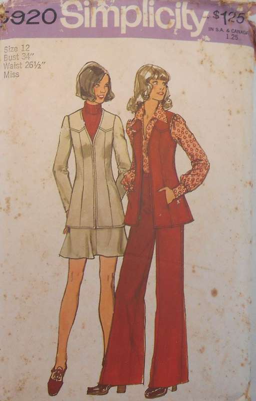 SIMPLICITY 5920 UNLINED JACKET-WAISTCOAT-PANTS-SHORT SKIRT SIZE 12 BUST 34 COMPLETE