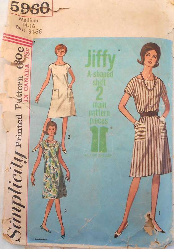 SIMPLICITY 5960 ONE PIECE DRESS SIZE MEDIUM 14-16 BUST 34-36 SEE LISTING