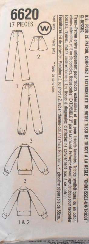 SIMPLICITY 6620 TRACKSUIT SHORTS AND JACKET C ONLY SIZE 10-12-14 NO SEWING INSTRUCTIONS