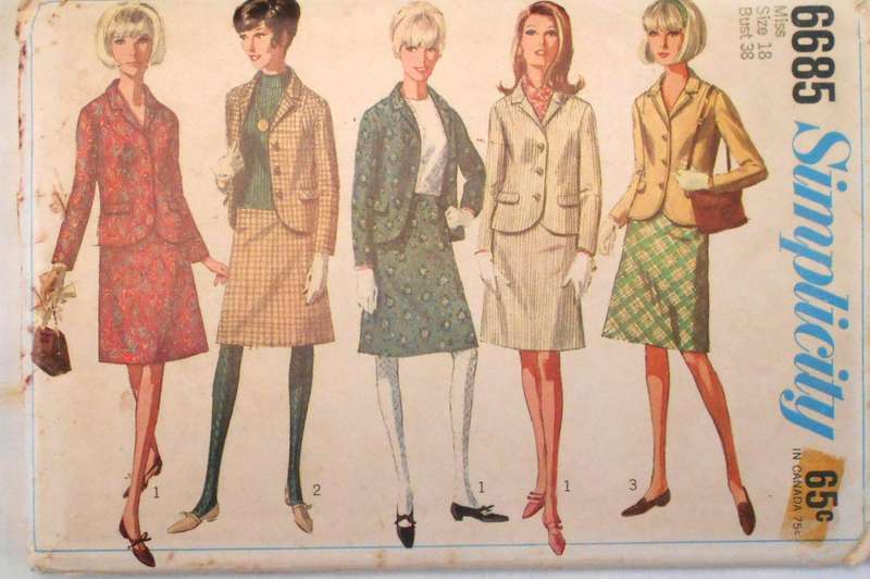 VINTAGE SIMPLICITY 6685 WOMEN'S SUIT SIZE 18 BUST 38 COMPLETE-UNCUT-F/FOLDED