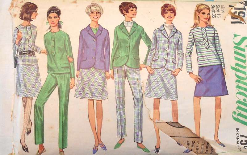 VINTAGE SIMPLICITY 7191 JACKET-OVERBLOUSE-SKIRT-PANTS SIZE 16 BUST 36 COMPLETE