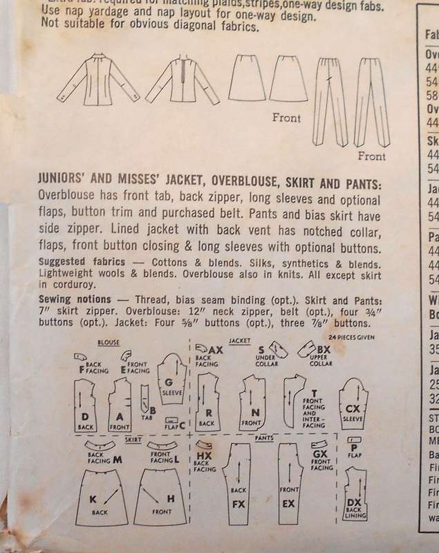 VINTAGE SIMPLICITY 7191 JACKET-OVERBLOUSE-SKIRT-PANTS SIZE 16 BUST 36 COMPLETE
