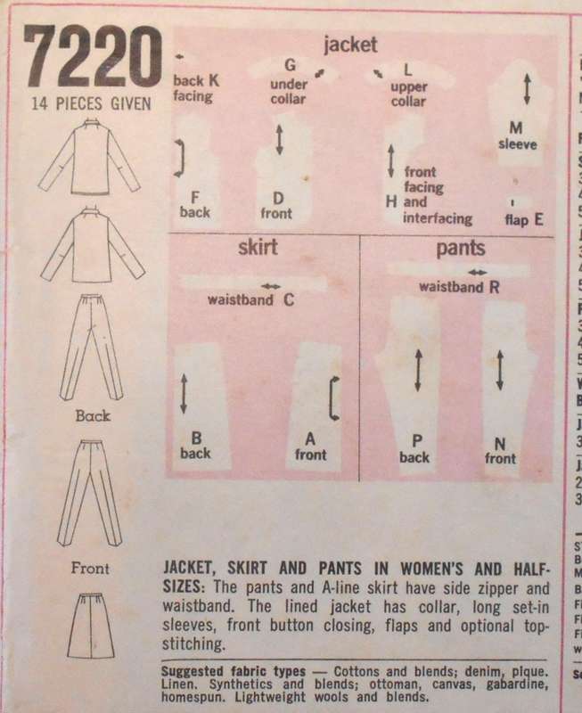 VINTAGE SIMPLICITY 7220 JACKET-SKIRT-PANTS SIZE 14 1/2 BUST 35 COMPLETE