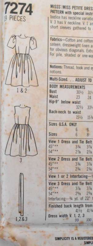 SIMPLICITY 7274 DRESS WITH NECKLINE VARIATIONS SIZE 16-24 COMPLETE-UNCUT-F/FOLDED