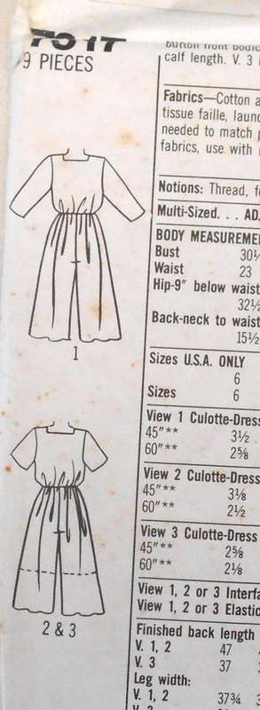 SIMPLICITY 7317 CULOTTE DRESS IN 2 LENGTHS SIZE 10-18 COMPLETE-UNCUT-F/FOLDED
