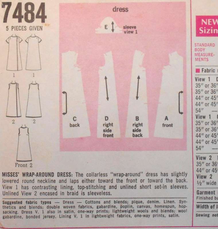 SIMPLICITY 7484 WRAPAROUND DRESS SIZE 14 BUST 36 COMPLETE