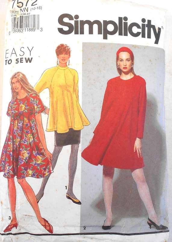 SIMPLICITY 7572 DRESS-TUNIC-SKIRT SIZE 10-16 COMPLETE- NO SEWING INSTUCTIONS