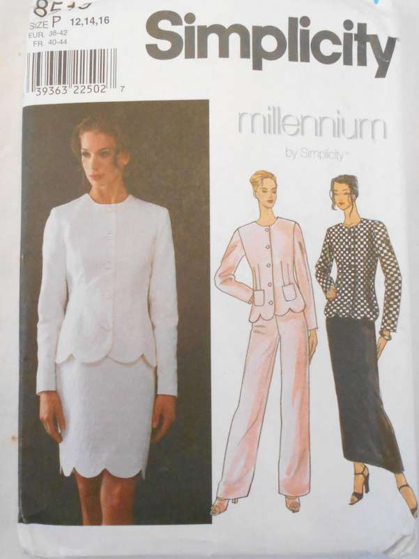 SIMPLICITY 8519 FITTED JACKET-PANTS-SKIRT SIZE 12-16 COMPLETE-CUT TO 16