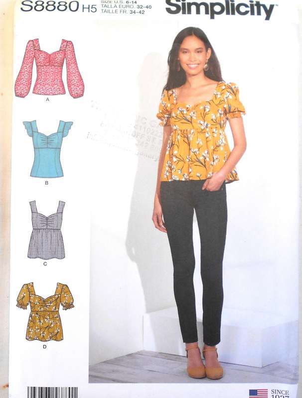 SIMPLICITY S8880 SET OF HIGH WAIST TOPS SIZE 6-14 COMPLETE-UNCUT-F/FOLDED