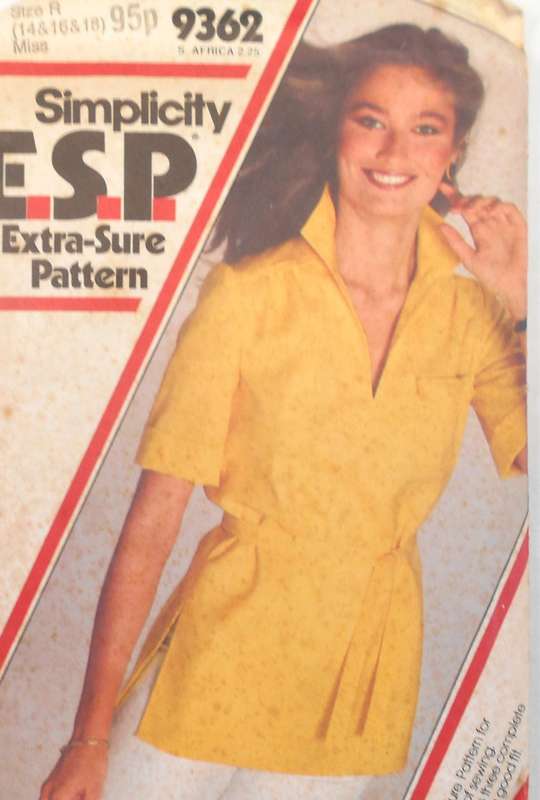 SIMPLICITY 9362 PULLOVER TUNIC SIZE 14-16-18 COMPLETE-UNCUT-F/FOLDED