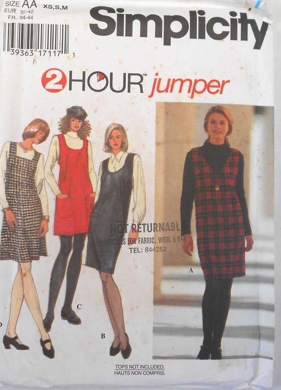 SIMPLICITY 9757 PINAFORE DRESS SIZE XS-S-M (6-16) COMPLETE-UNCUT-F/FOLDED
