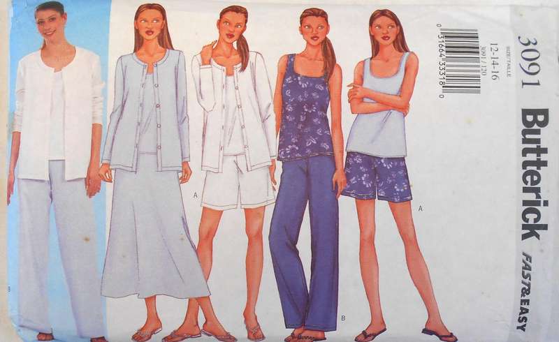 BUTTERICK 3091 JACKET-TOP-SKIRT-SHORTS-PANTS SIZE 12-14-16 COMPLETE-CUT TO 16