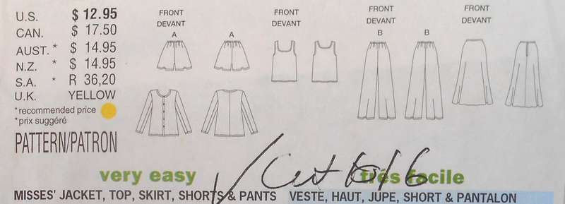 BUTTERICK 3091 JACKET-TOP-SKIRT-SHORTS-PANTS SIZE 12-14-16 COMPLETE-CUT TO 16