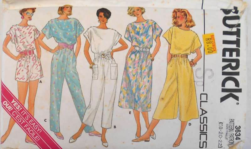 BUTTERICK 3634 DRESS & JUMPSUIT SIZE 18-20-22 COMPLETE-UNCUT-F/FOLDED