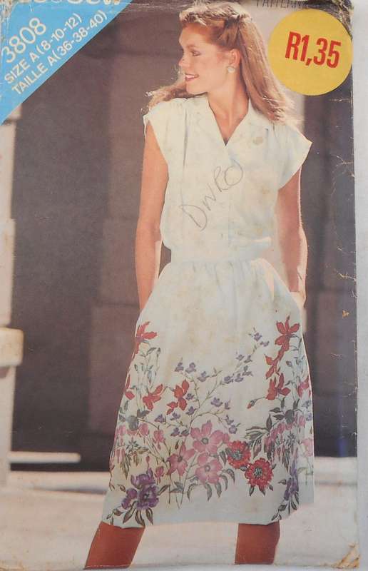 BUTTERICK 3808 BLOUSE & SKIRT SIZE 8-10-12 COMPLETE-CUT TO 12