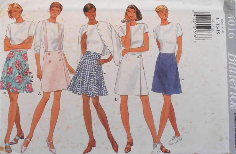 BUTTERICK 4016 SET OF SKIRTS SIZE 14-16-18 COMPLETE-UNCUT-F/FOLDED