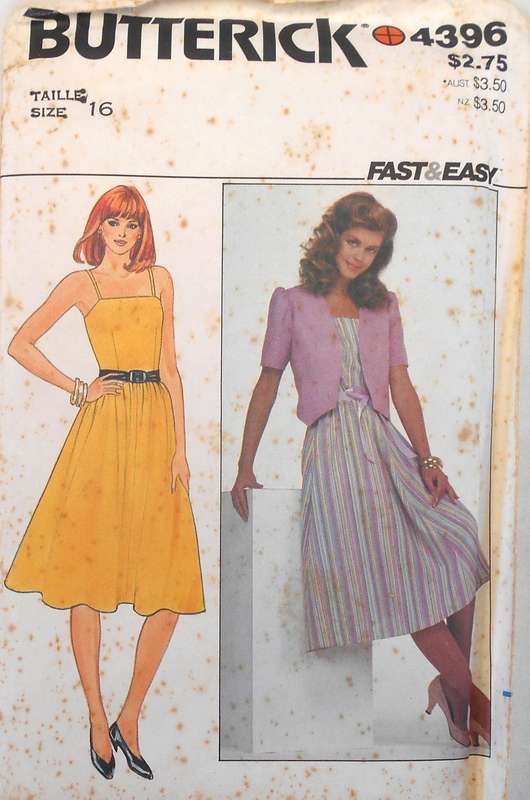 BUTTERICK 4396 DRESS & JACKET SIZE 16 COMPLETE-UNCUT-F/FOLDED