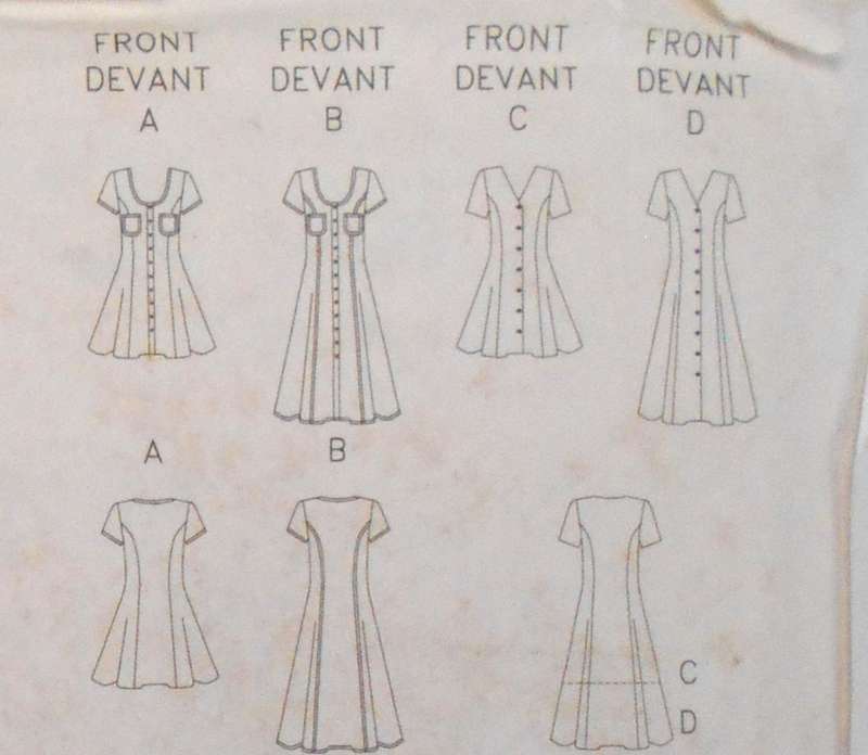 BUTTERICK 4994 FITTED A LINE FRONT BUTTON DRESS SIZE 18-20-22 COMPLETE-CUT TO 22