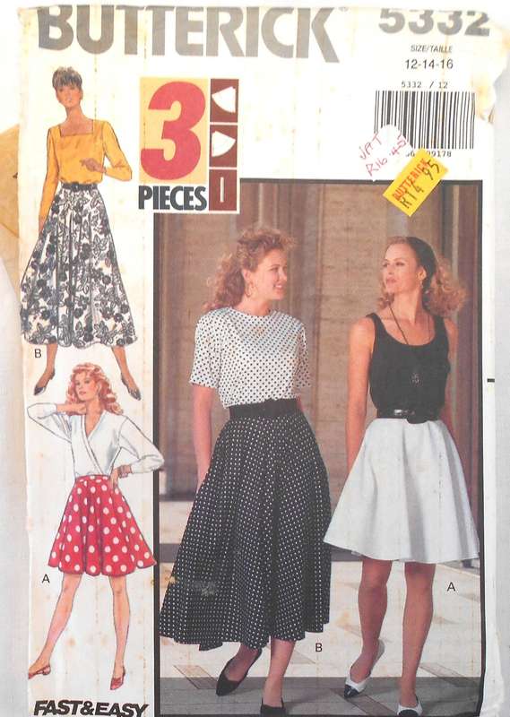 BUTTERICK 5322 FLARED SKIRT SIZE 12-14-16 COMPLETE-CUT TO 16