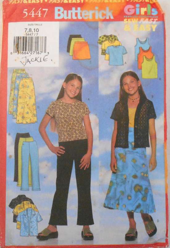 BUTTERICK 5447 GIRLS SHIRT-TOP-SKIRT-PANTS SIZE 7-8-10 YEARS COMPLETE-UNCUT-F/FOLDED