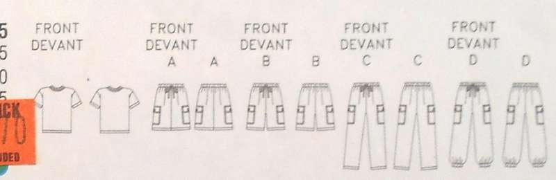BUTTERICK 5960 KIDS T-SHIRT-SKIRT-SHORTS-PANTS SIZE 6-7-8 YEARS -SHORTS  VIEW B NOT SUPPLIED & FLAP