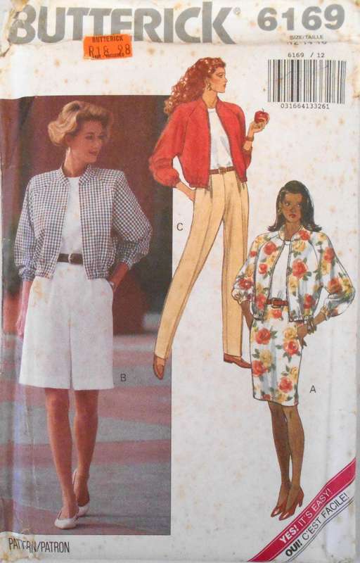 BUTTERICK 6169 CASUAL JACKET-TOP-SKIRT-PANTS-SHORTSS SIZE 12-14-16 COMPLETE-UNCUT-F/FOLDED