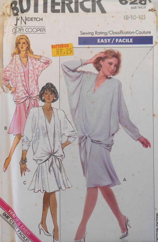 BUTTERICK 6287 LOOSE FITTING PULLOVER SLEEVELESS DRESS+OVELAY-SKIRT SIZE 8-10-12 COMPLETE-UNCUT-F/F