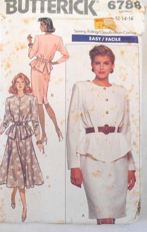 BUTTERICK 6788 LOOSE FITTING DRESS SIZE 12-14-16 COMPLETE-UNCUT-F/FOLDED