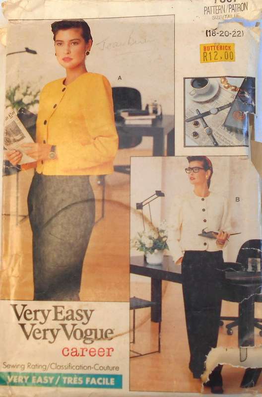 VOGUE 7367 JACKET-PANTS-SKIRT SIZE 18-20-22 COMPLETE-CUT TO 22-ZIPLOC