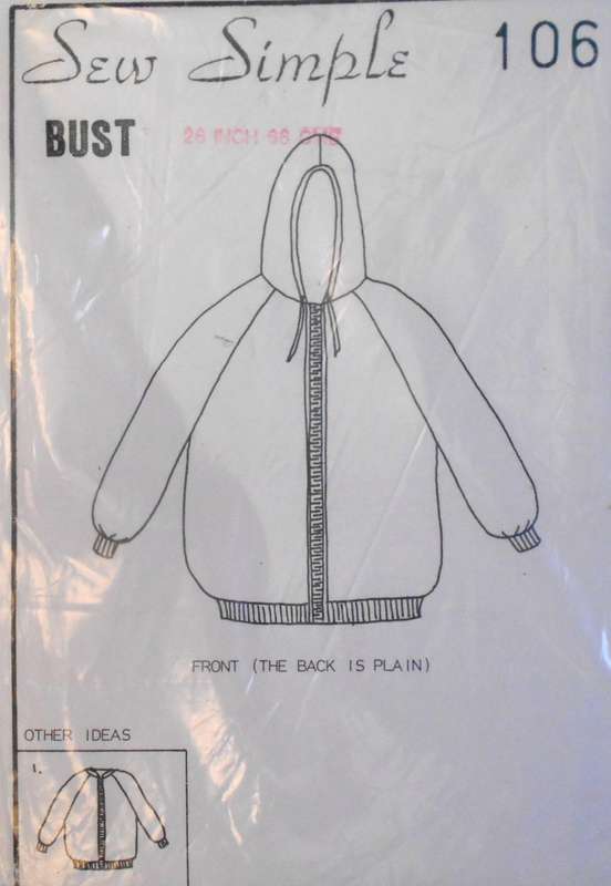 SEW SIMPLE 106 HOODIE JACKET SIZE CHEST 26" OR 66 CM COMPLETE