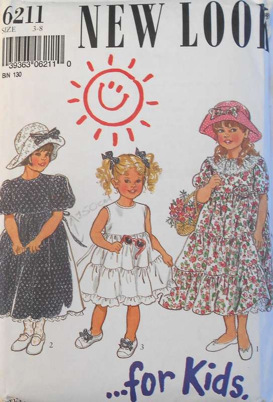 NEW LOOK PATTERNS 6211 GIRLS HIGH BODICE DRESSES SIZE 3-8 YEARS COMPLETE CUT TO 8 YEARS