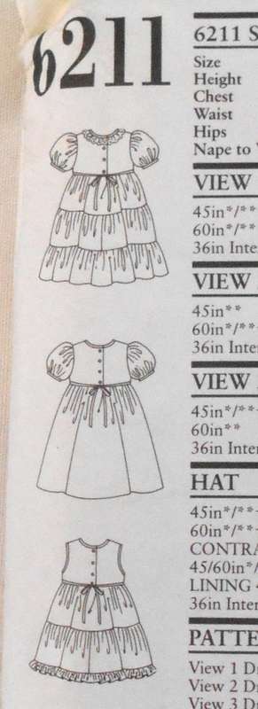 NEW LOOK PATTERNS 6211 GIRLS HIGH BODICE DRESSES SIZE 3-8 YEARS COMPLETE CUT TO 8 YEARS